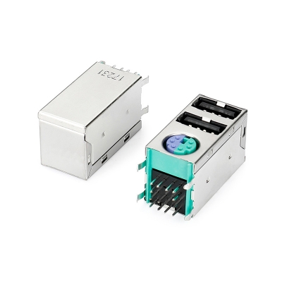 双层USB 2.0+MINI DIN 6P双色