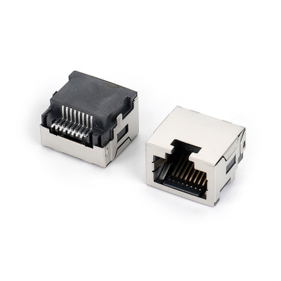 RJ45 带屏蔽壳，无灯，DIP