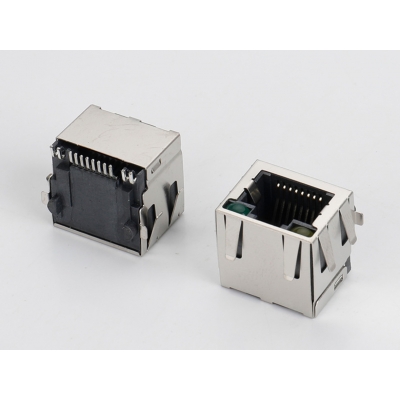 RJ45 带屏蔽壳，有弹，左黄右绿