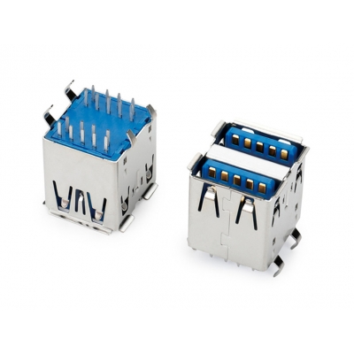 USB3.0AF双层180度DIP弯脚直插式