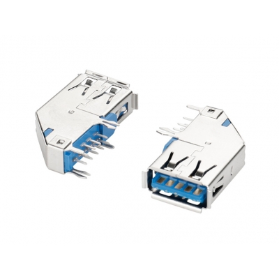 USB 3,0-AF90度侧插3,0蓝胶卷边铁