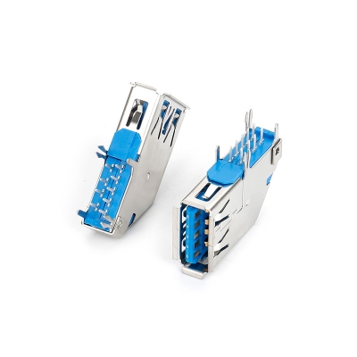 USB3.0 AF 侧插RA CONN 有卷边 PBT 黄铜