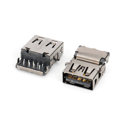 USB 3.0AF反向沉板CH=1.85MM PA9T无卤黑 不锈钢黑镍