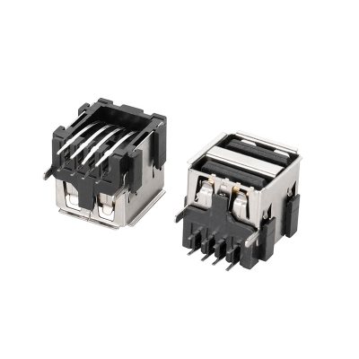 USB 2,0-AF双层短体13,5黑胶铁有卷边