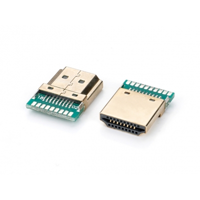 HDMI 180度夹板式，外壳镀金带PCB板