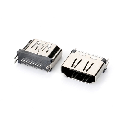 HDMI 180度夹板式，外壳镀镍，黑胶