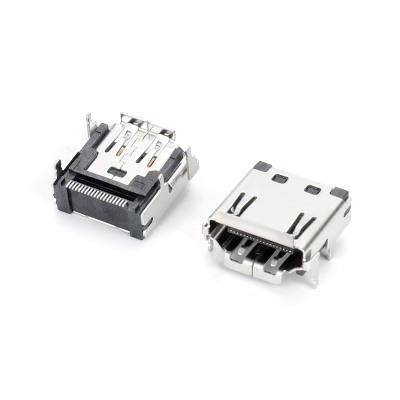 HDMI加长款B款不锈钢壳镀镍 四直脚四反弹片 翻边高9.35 针长1.4 半金雾锡15u